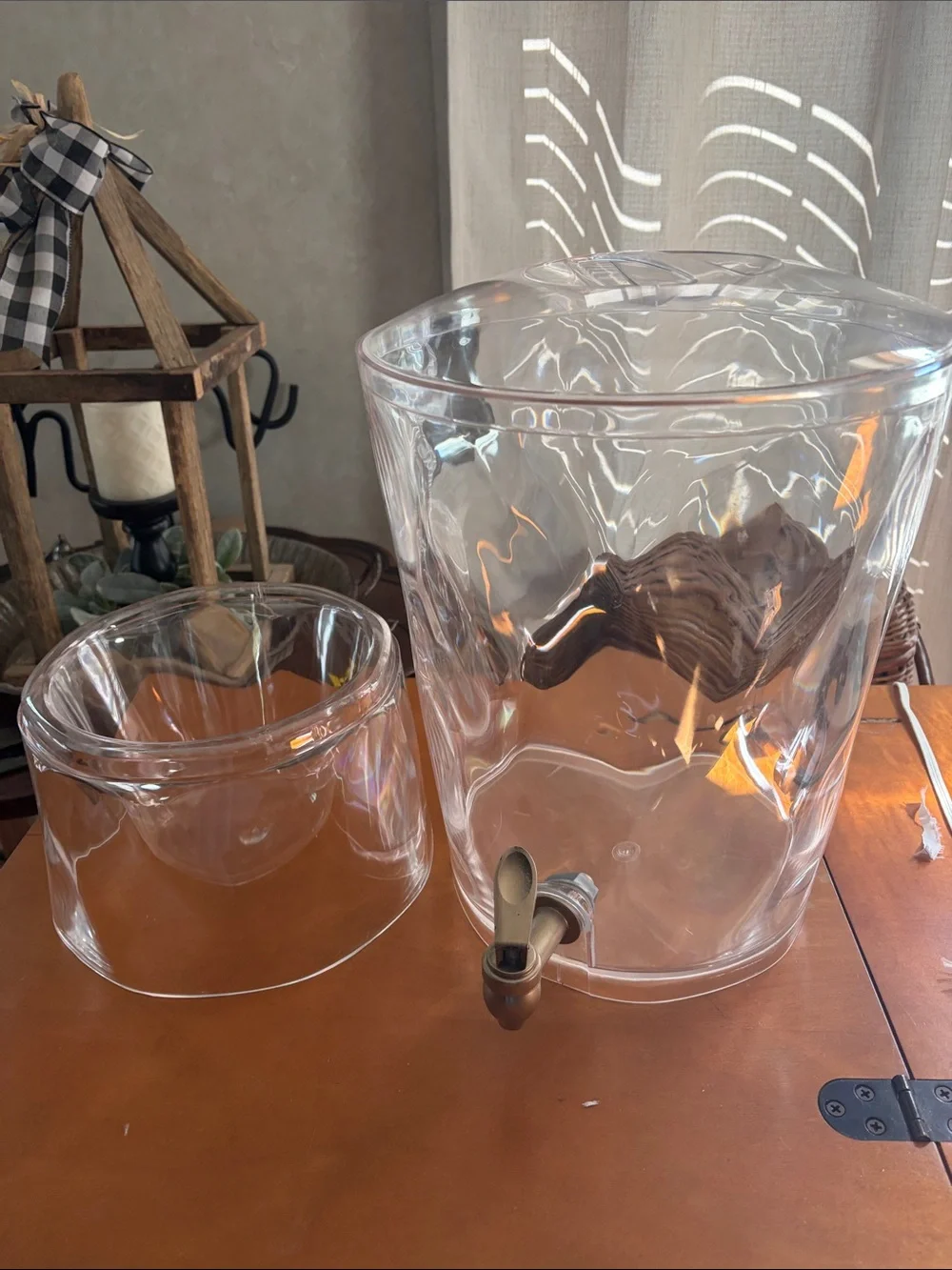 Clear Acrylic Beverage Dispenser with Brass Spigot -